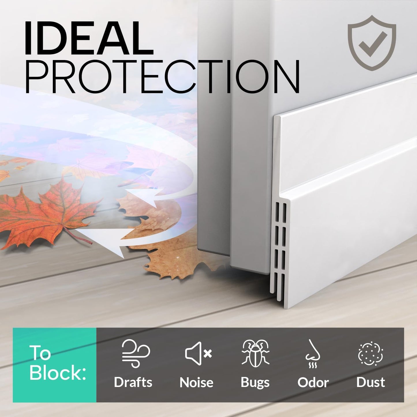 Vellure® Door Draft Stopper for Bottom of Door - Premium Door Sweep for Bottom of Door/Weather Stripping Door Seal (Save Energy – installs Quickly and Easily) Door Strip Ideal for