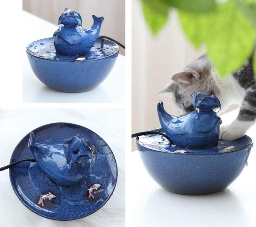 fountain Ceramic Cat Drinking Fountain Automatic Pet Water Dispenser for Cat Dog Silent Water Bowl Adjustable Activated Carbon Filter Small Pet Fountain Pet water dispenser (Color : Black) (White)