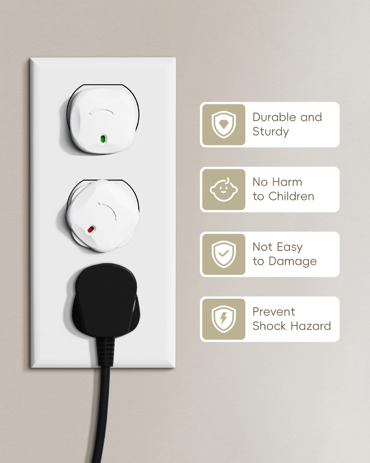 Outlet Covers Baby Proofing - 40 Pack Plug Covers Baby Proofing with Unique Rotating Design, Outlet Plug Covers to Prevent Electrical Shock, for US 3-Prong, Home, Office, School, White