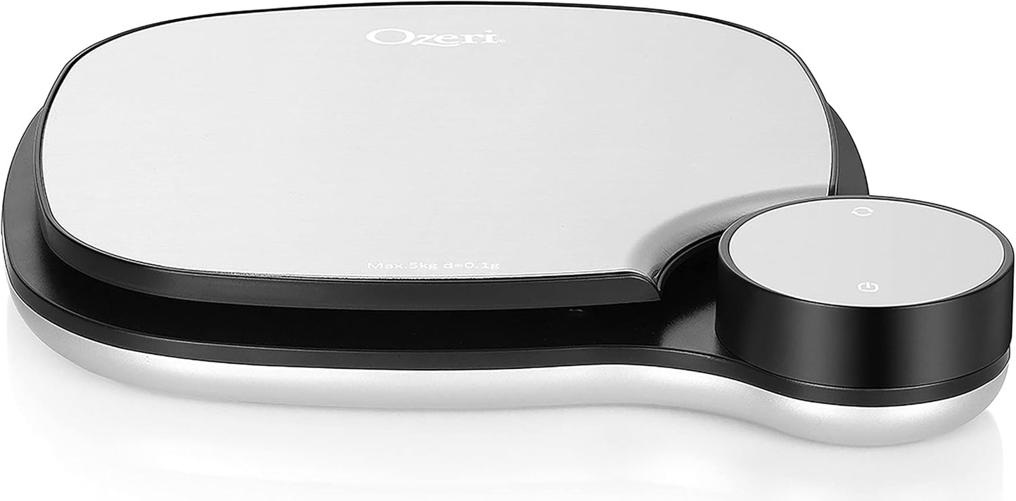 Ozeri Stainless Steel Kitchen Scale, 0.1 g (0.01 oz) Weighing Technology, Black