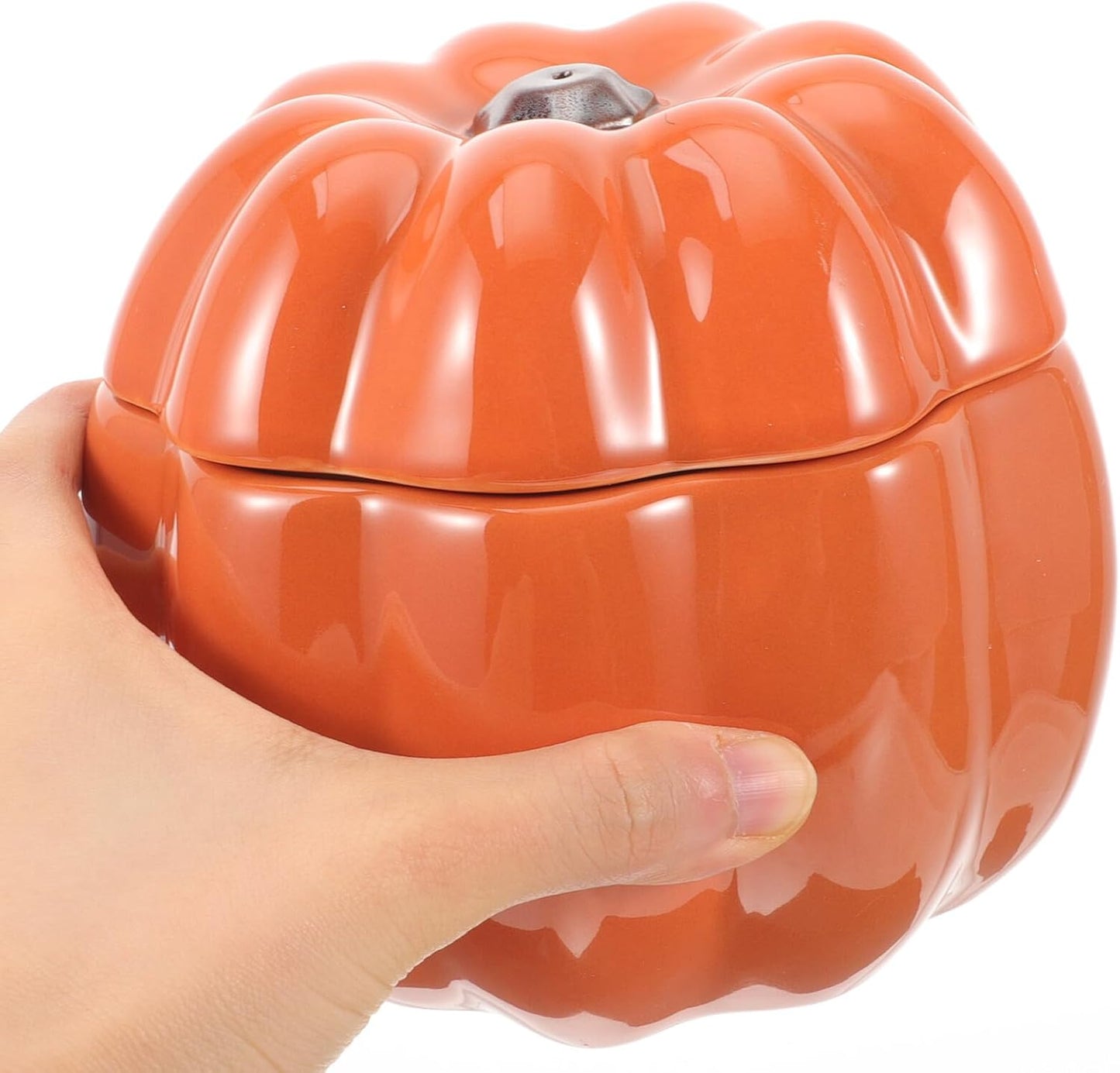 FAVOMOTO Ceramic Cat Bowl and Dog Food Bowl Raised Pet Feeding Dish with Neck Protection Pumpkin Orange for Cats and Puppies