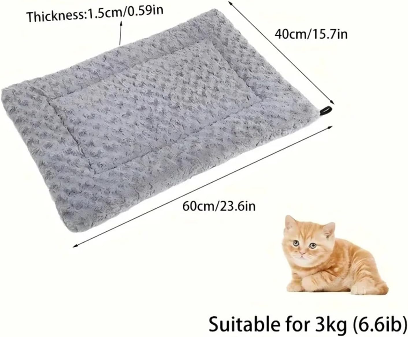 Washable Double Sided Pet Bed Dog Crate Pad Mat Plush Puppy Cats Pillows for Medium Dogs Soft Fluffy Dog Carpet Suit for Winter(Black,M 70X50CM)