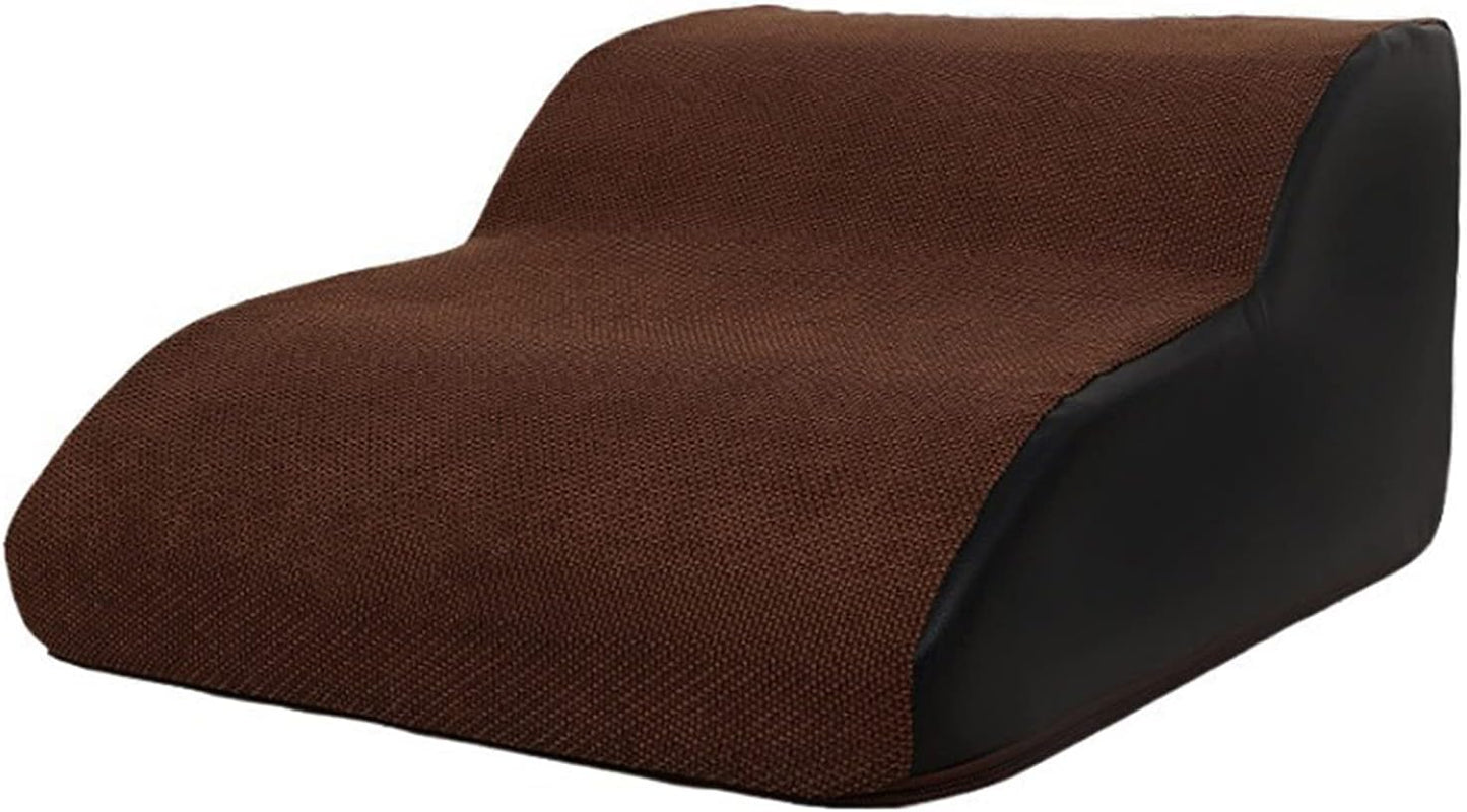 Dog Stairs for Indoor Home Raised Beds Couch 2 Steps for Cats/Dogs up to 100 Pounds Portable Removable Washable Carpet Profile Medium Small Pet Green Crawling Ramp Non-Slip Underside (Coffee)