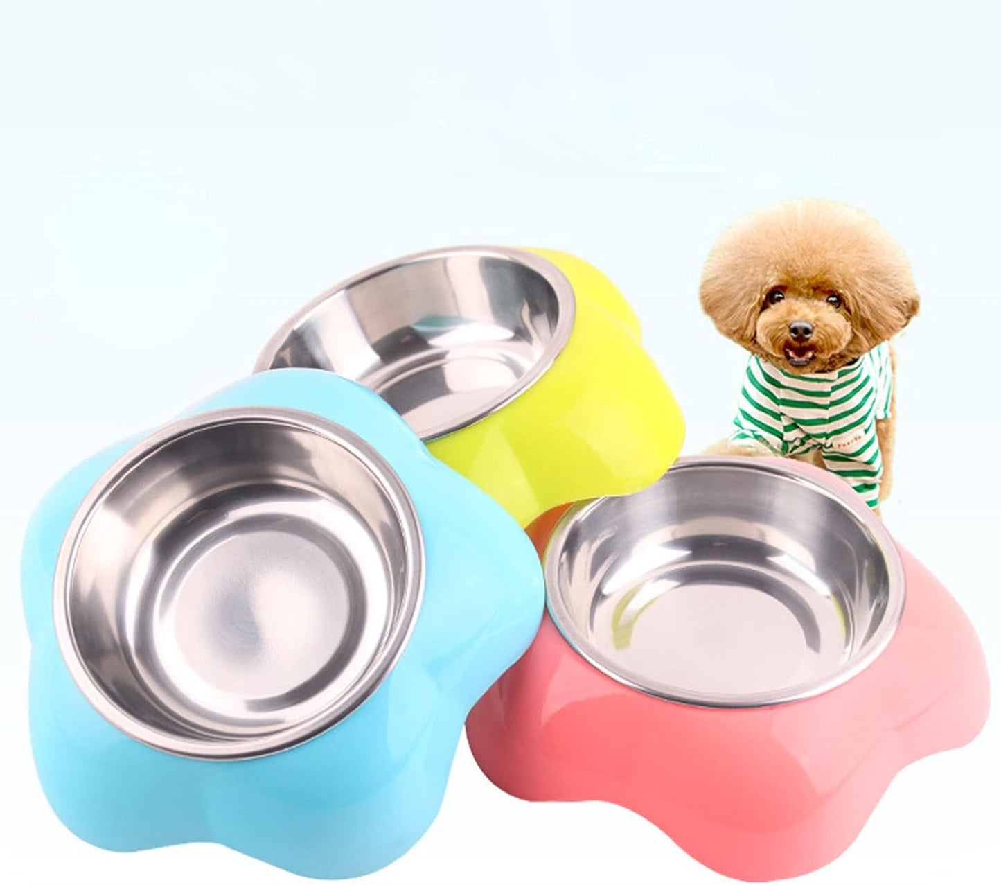 Raised Cat Bowl, Stainless Steel Pet Food Station for Indoor Cats, Pet Feeding Dish with Removable Plastics Stand, Cat Water Bowl for Cats and Small Dogs (Green)