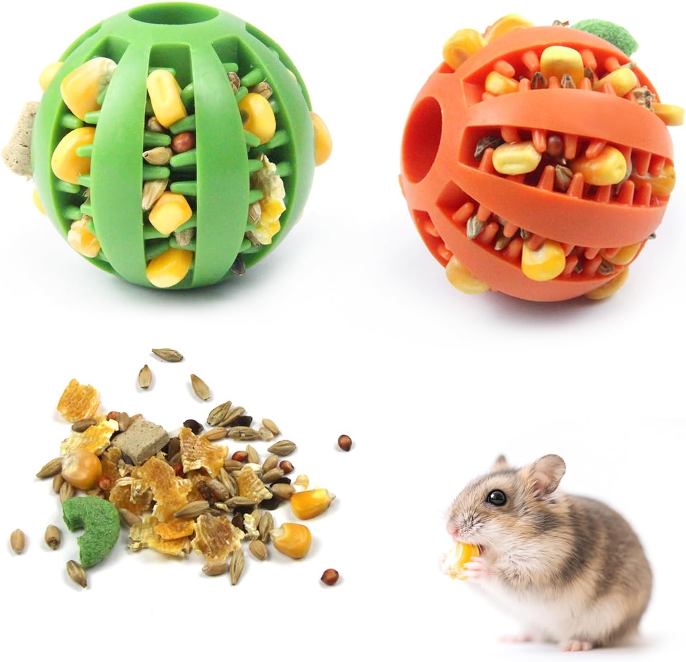 2 PCS Hamster Balls, Hamster Toy Enrichment Foraging Ball, Guinea Pig Maze Intellectual Toys Treat Balls, Snack Hidden Dispenser, Small Animals Slow Feeder for Guinea Pigs Rats Rabbits