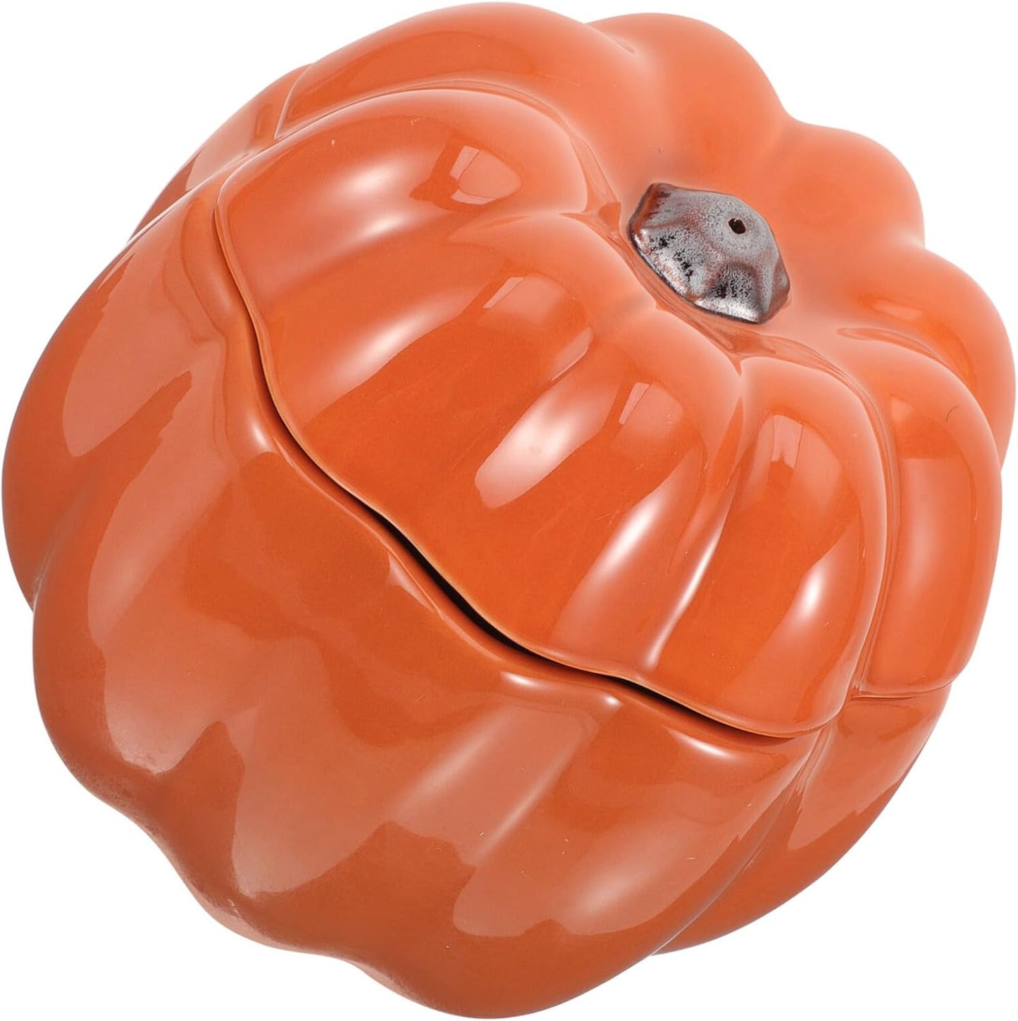 FAVOMOTO Ceramic Cat Bowl and Dog Food Bowl Raised Pet Feeding Dish with Neck Protection Pumpkin Orange for Cats and Puppies