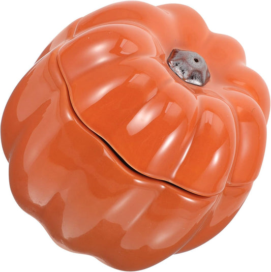 FAVOMOTO Ceramic Cat Bowl and Dog Food Bowl Raised Pet Feeding Dish with Neck Protection Pumpkin Orange for Cats and Puppies