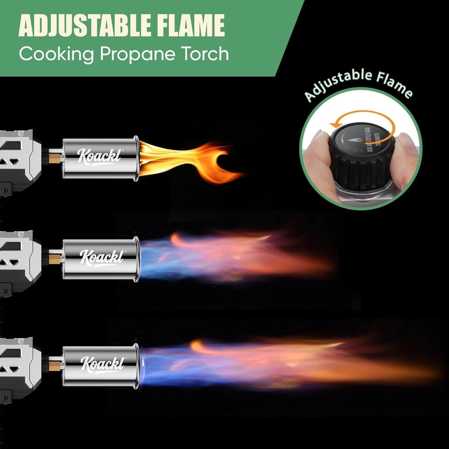 Powerful Propane Torch Gun, Kitchen Torch with Adjustable Flame, Flamethrower Blow Torch Gun, Gas Welding Kits for BBQ, Searing Steak, Camping & Charcoal Torch Lighter(Tank Not Included)