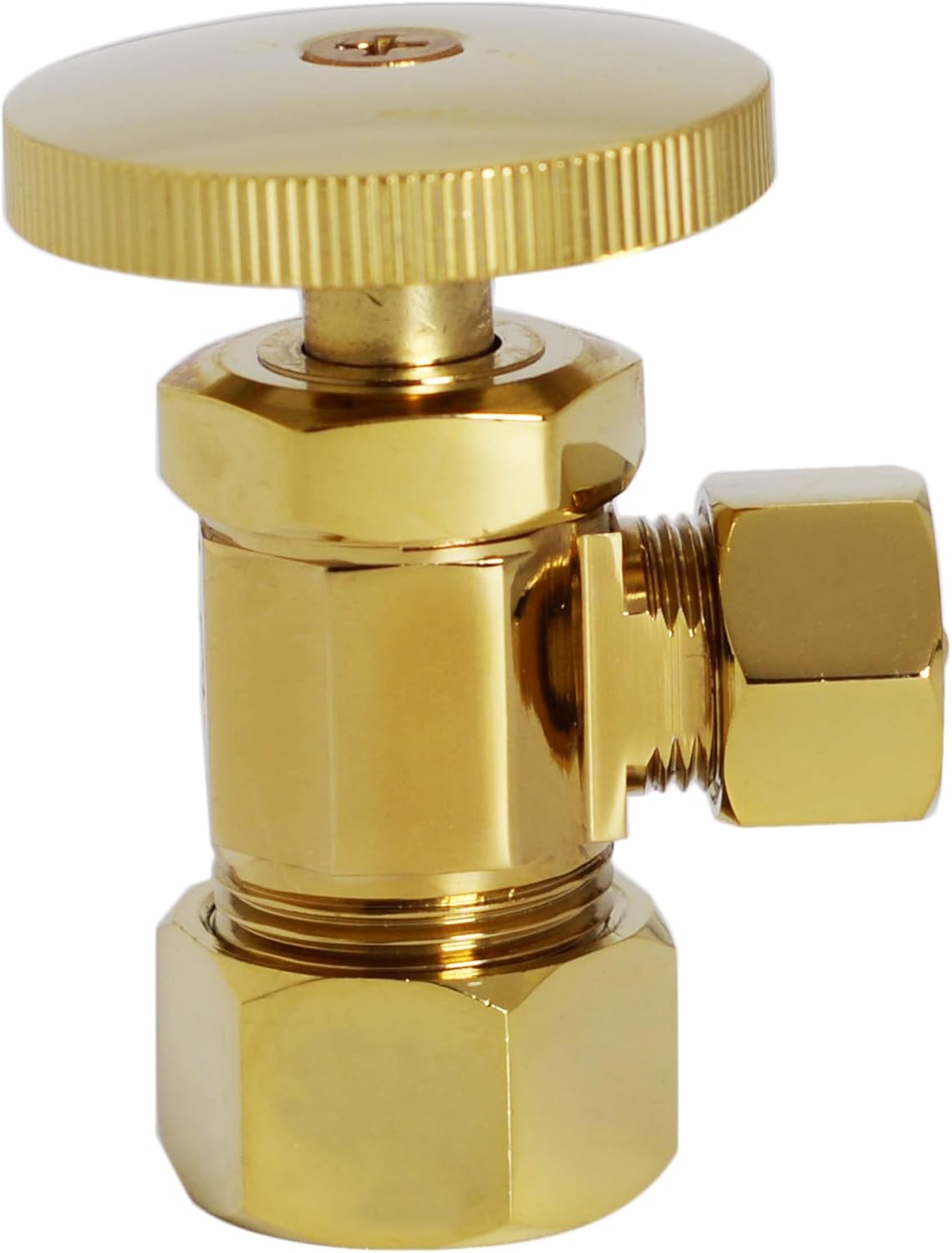 Westbrass A105KBN-01 5/8" x 3/8" OD x 20" Bullnose Riser Supply Line Kit with Round Handle Angle Supply Shut Off Valve for Faucet, Polished Brass