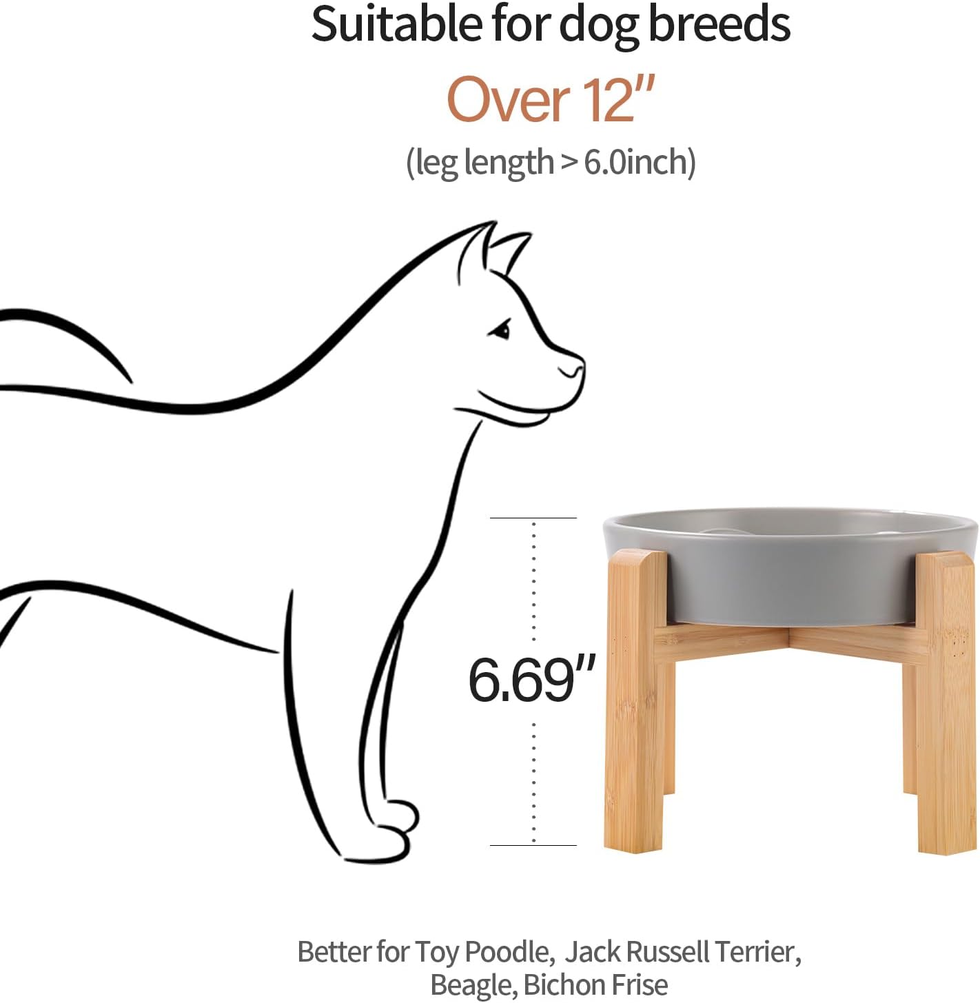 Grey Ceramic Dog Bowl Slow Feeder for Medium and Large Breed,Elevated/Raised 1.5 Cup 8.26 in Slow Feeding Bowl,Puzzle Dog Food Bowl for Fast Eater,Maze Dish for Fast Eater