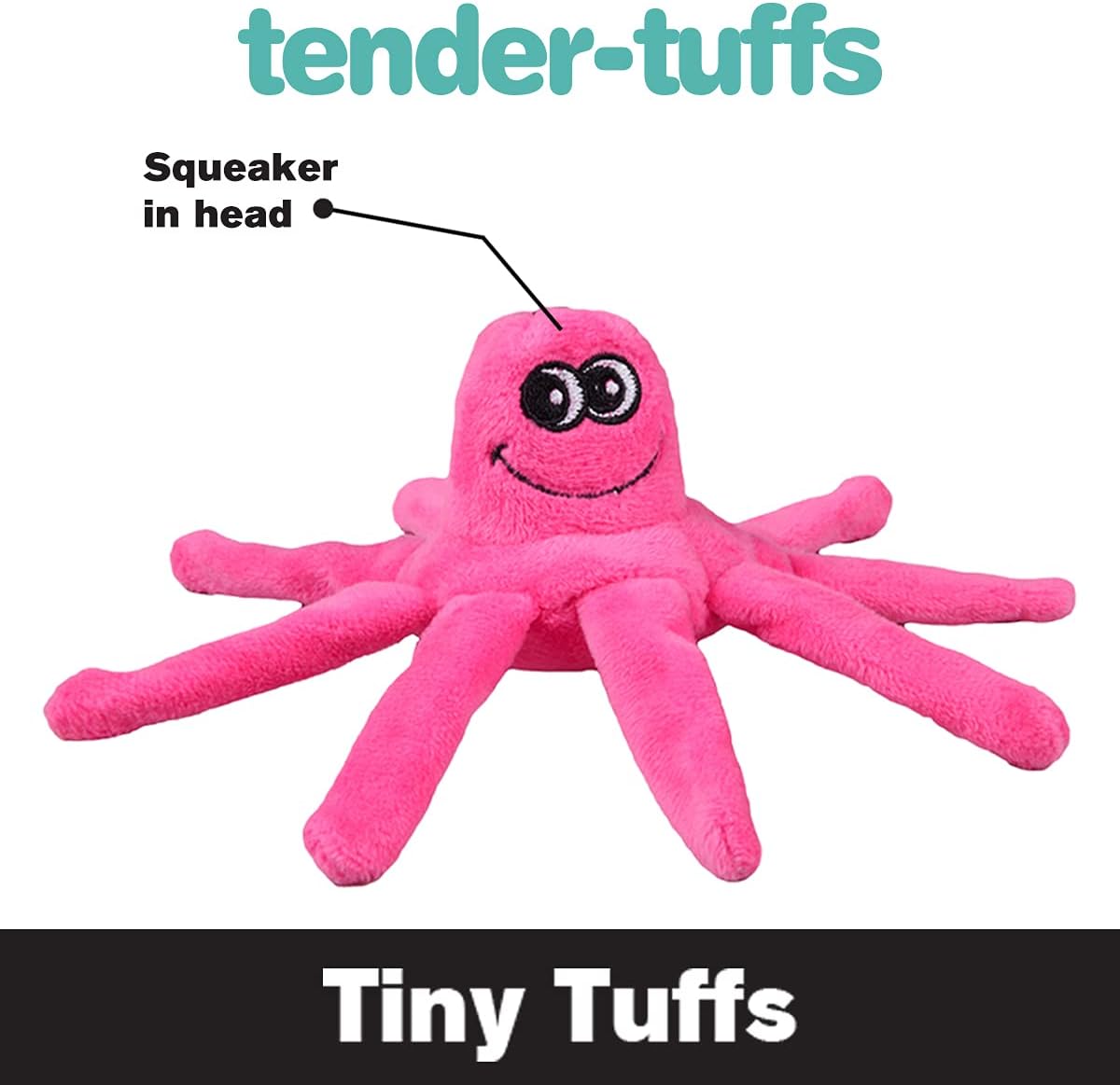 SmartPetLove Snuggle Puppy Tender-Tuffs Small Dog Toys - Pink Plush Octopus Dog Toy for Small Breeds with Puncture Resistant Squeaker