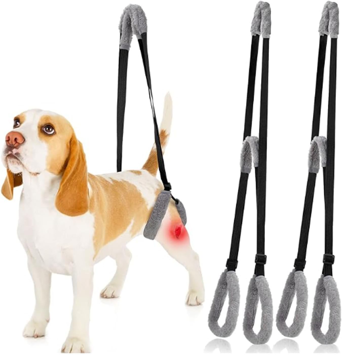 2Pcs Sling for Dogs Back Legs, Soft Dog Hind Leg Support Harness with Adjustable Buckle, Webbing Dog Support Sling, Flexible Dogs Back Leg Harness, 15.75in-27.56in, Black