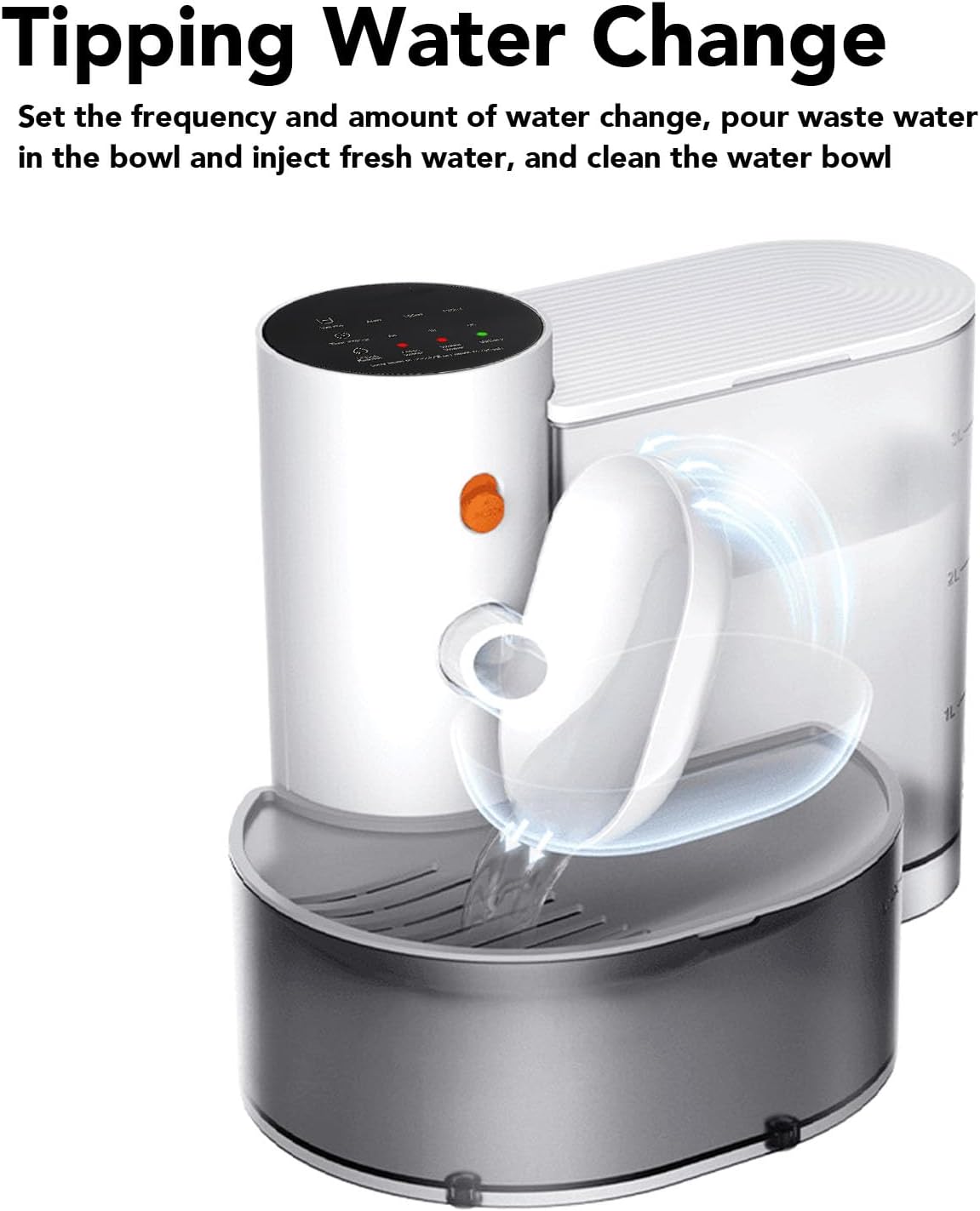 Automatic Cat Water Fountain, 3L WaterTank Self Refill Tipping Automatic Cat Water Dispenser, Rechargeable Pet Waters Bowl Cats Waterer, Smart Pet Waters Fountain