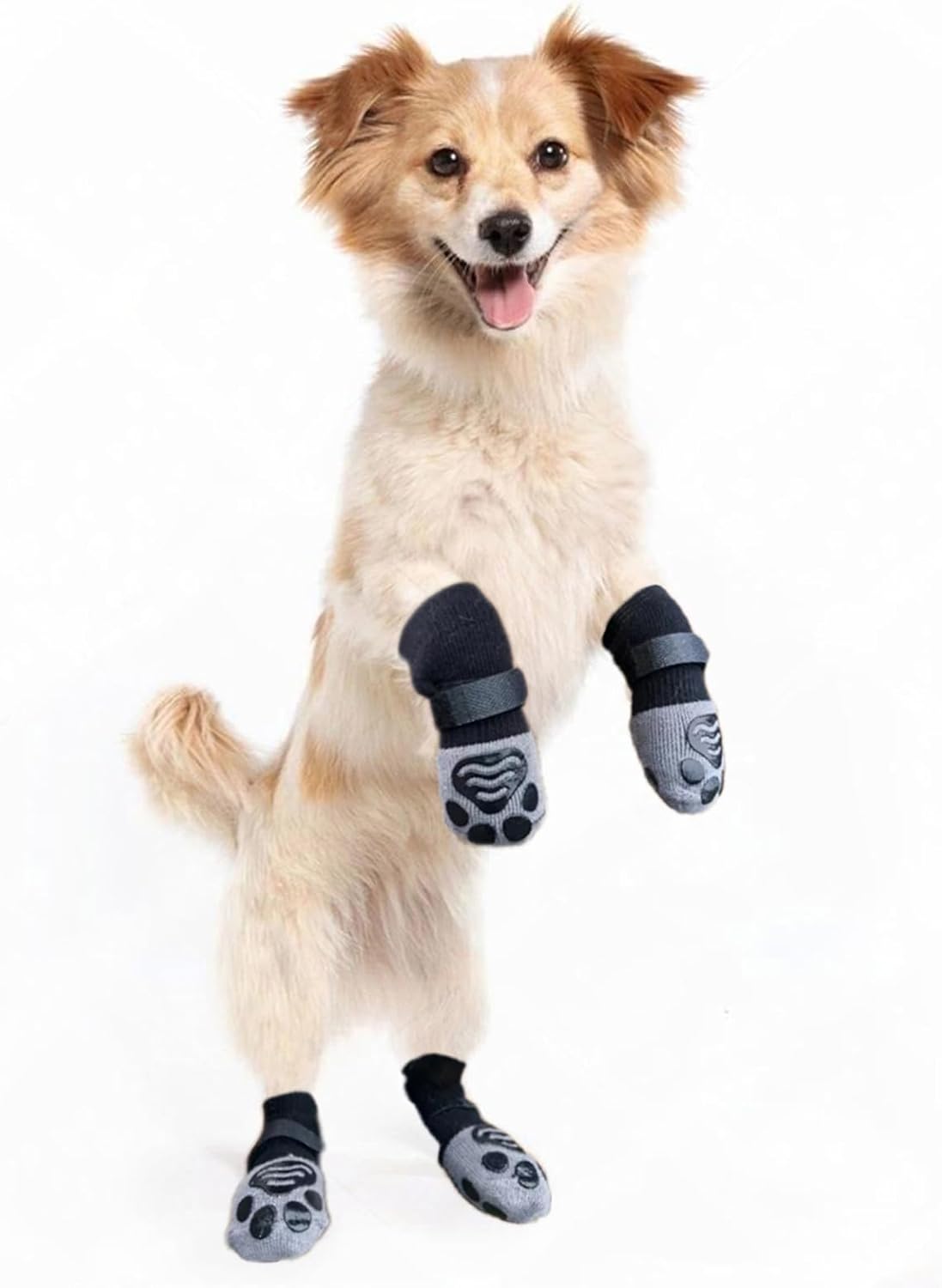 Dog Socks to Prevent Licking Paws, Strong Traction on Hardwood Floors Anti Slip Paw Protectors Dog Socks Booties Shoes for Hot Pavement and Winter (XS, Paw Style)
