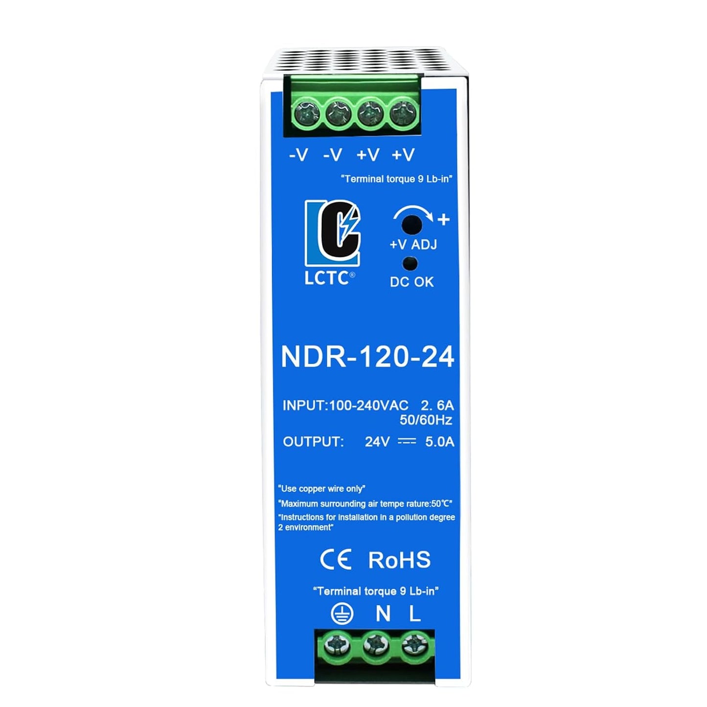 24Vdc Power Supply NDR 120W;Dual Output (Input:100-240VAC,Output:24VDC,50/60HZ) Power Supply Switch Switching Converter DC (24V 5A)