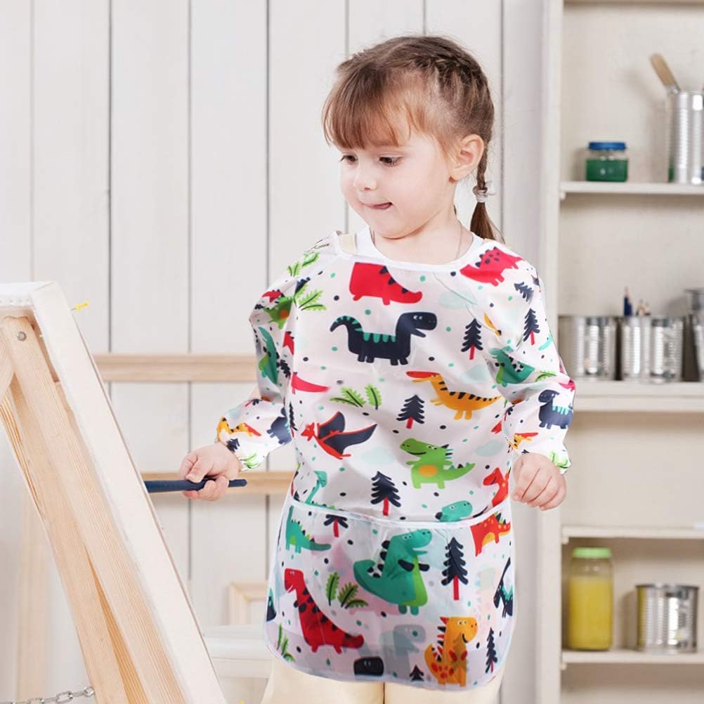 CUBACO Kids Painting Apron, 2pcs Waterproof Art Smocks For Child 3-8 Years, Kids Smocks for Painting Aprons with Long Sleeve