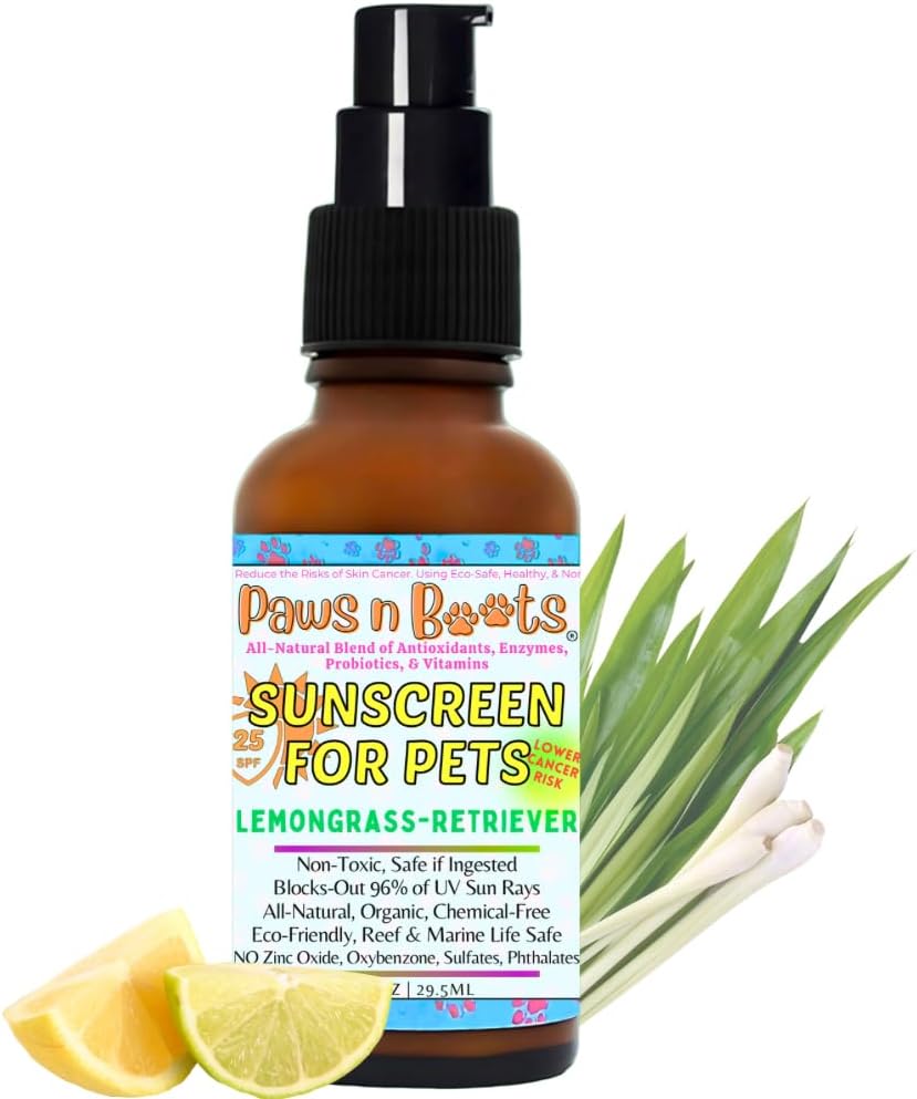 Non-Toxic Sunscreen for Pets, Protective Barrier Cream Non-Toxic Easy to Apply Formula Moisturize & Rejuvinate Cracked Paw Pads, Nose, or Skin. Supports Tissue Growth PawsnBoots Lemongrass