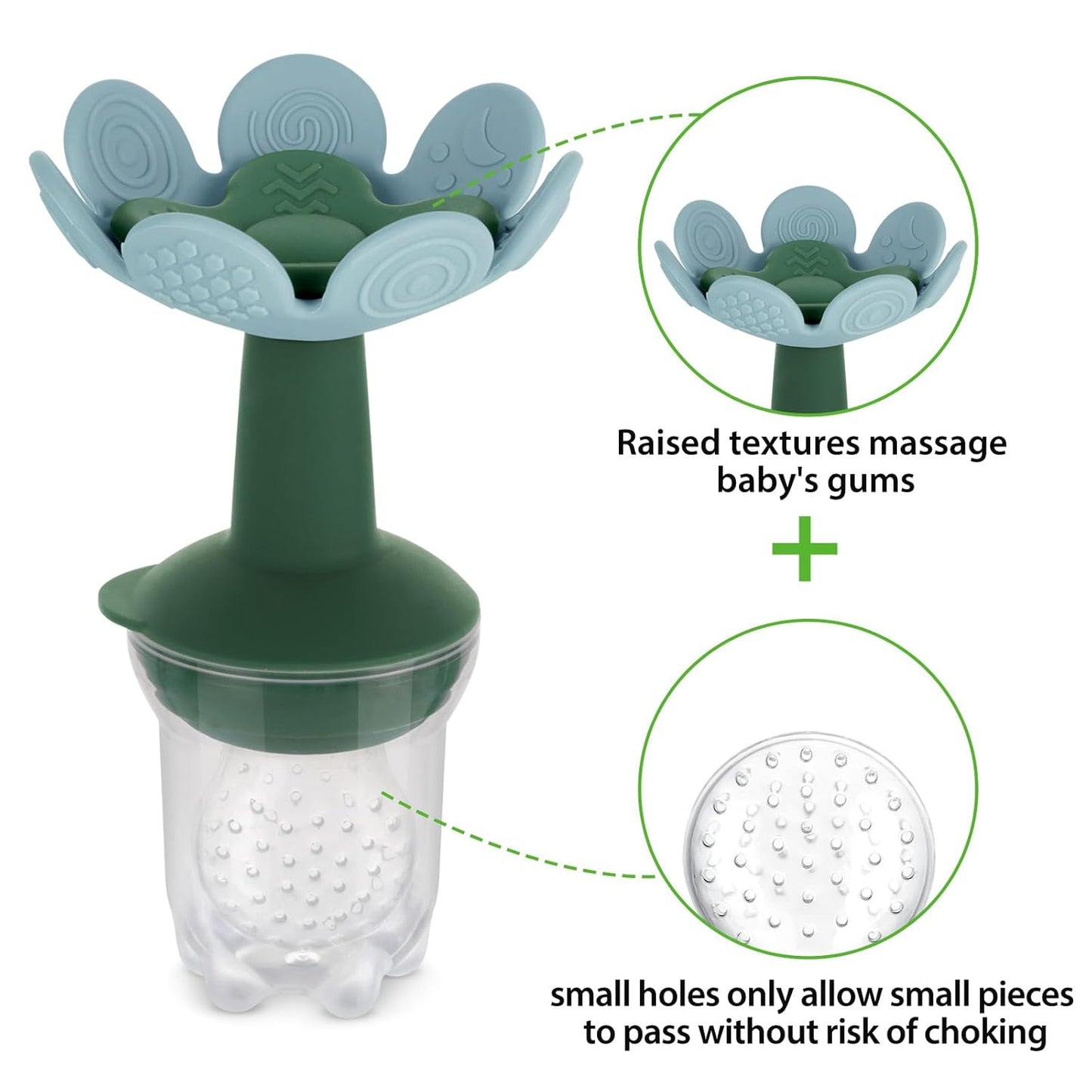 Haakaa Flower Baby Fresh Fruit Food Feeder with Mini Freezer Nibble Tray, Breastmilk Popsicle Mold for Baby Cooling Relief, Food Grade Silicone Baby Mesh Feeder for Infants 4M+ (SkyBlue)