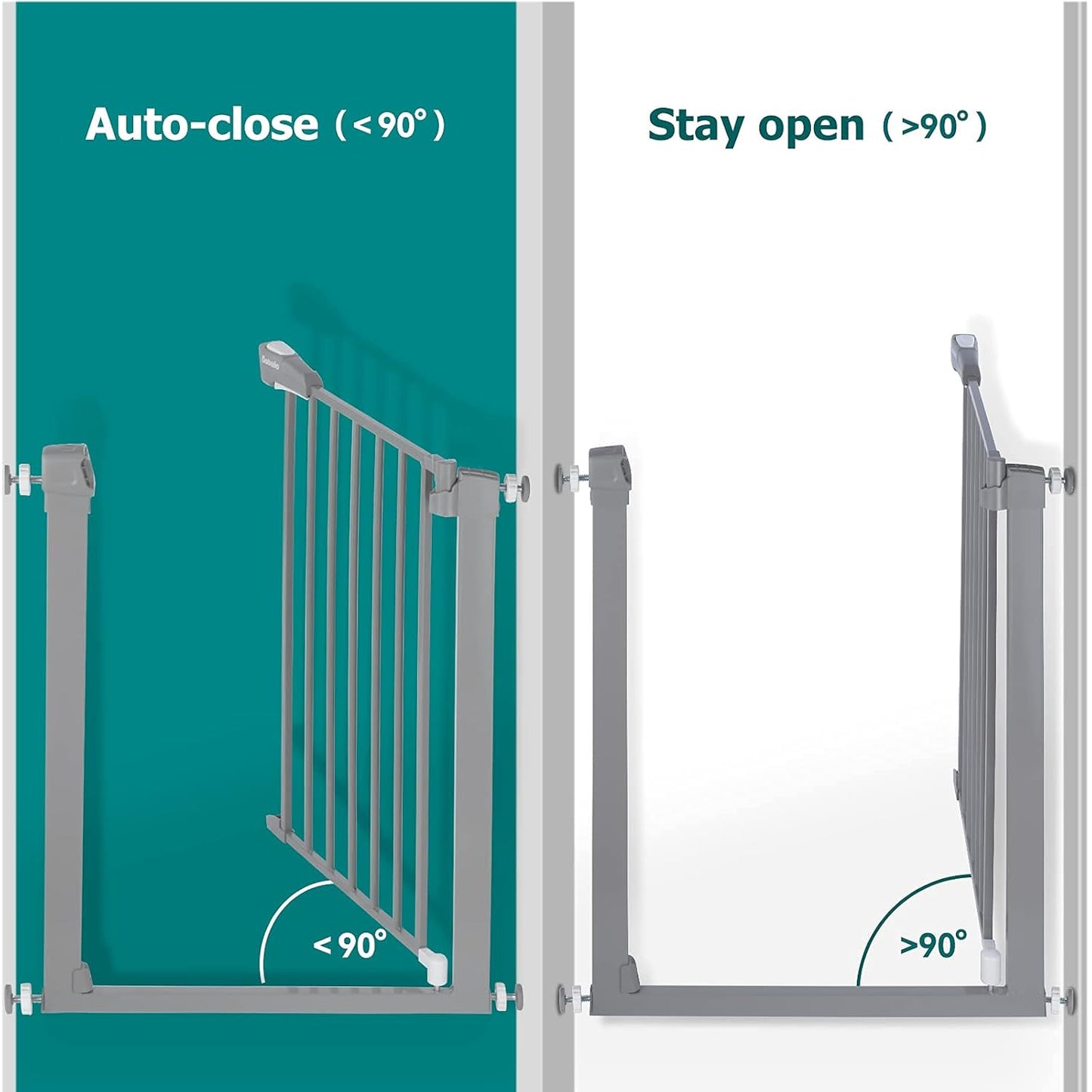 BABELIO Baby Metal Gate Extension, 5.5 Inch Gray Extra Wide Pet Gate for Stairs & Doorways, Pressure Mounted Baby Gate Dog Gate, No Tools Required,30" Tall