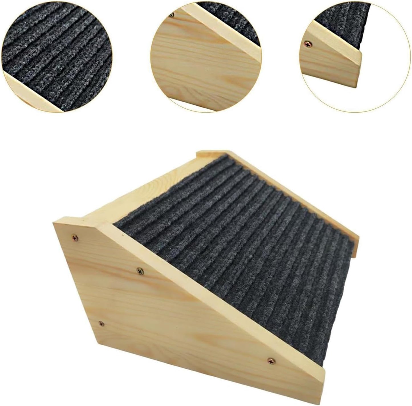 Dog Stairs Ramp, Wooden Indoor Steps for Older Or Injured Pets, Lightweight Ramp for Bed, Couch Sofa Living Room, Helping Pets Access High Areas Safely, Anti-Skid Design, 900g