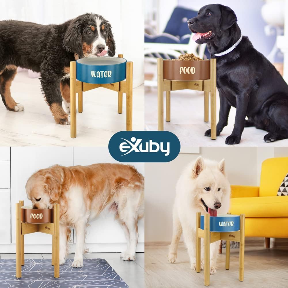 eXuby - 2-Pack Adjustable Dog Bowl Stand for Large Breed dogs - Keeps Your Dog Comfortable While Eating or Drinking - Perfect Height of 14" - Expands to 11.25" - Bowls Sold Separately