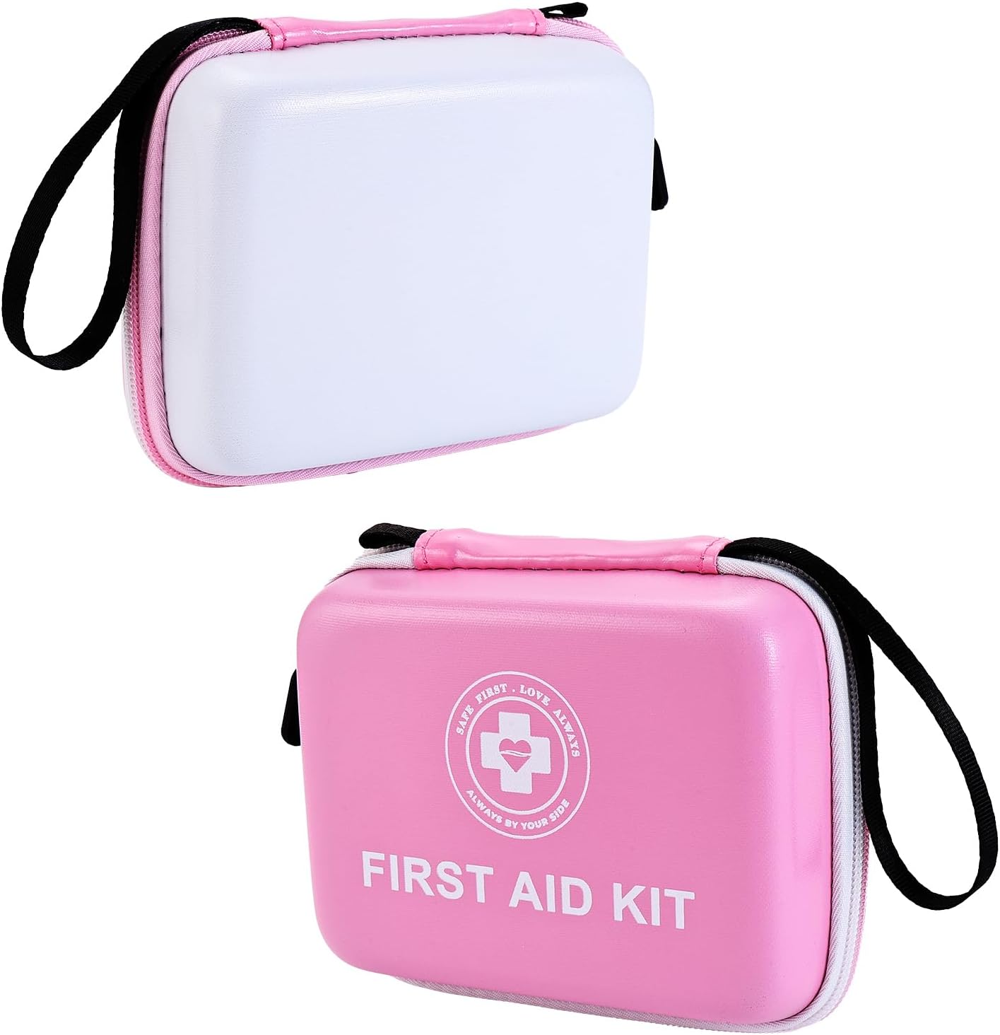 Small First Aid Kit - 165 Piece Dual-Color Emergency Medical Kit with Hard Shell & Fluorescent Exterior Coating, Emergency First Aid Kit for Home, Car, Travel, Hiking & Outdoor(Pink/White)