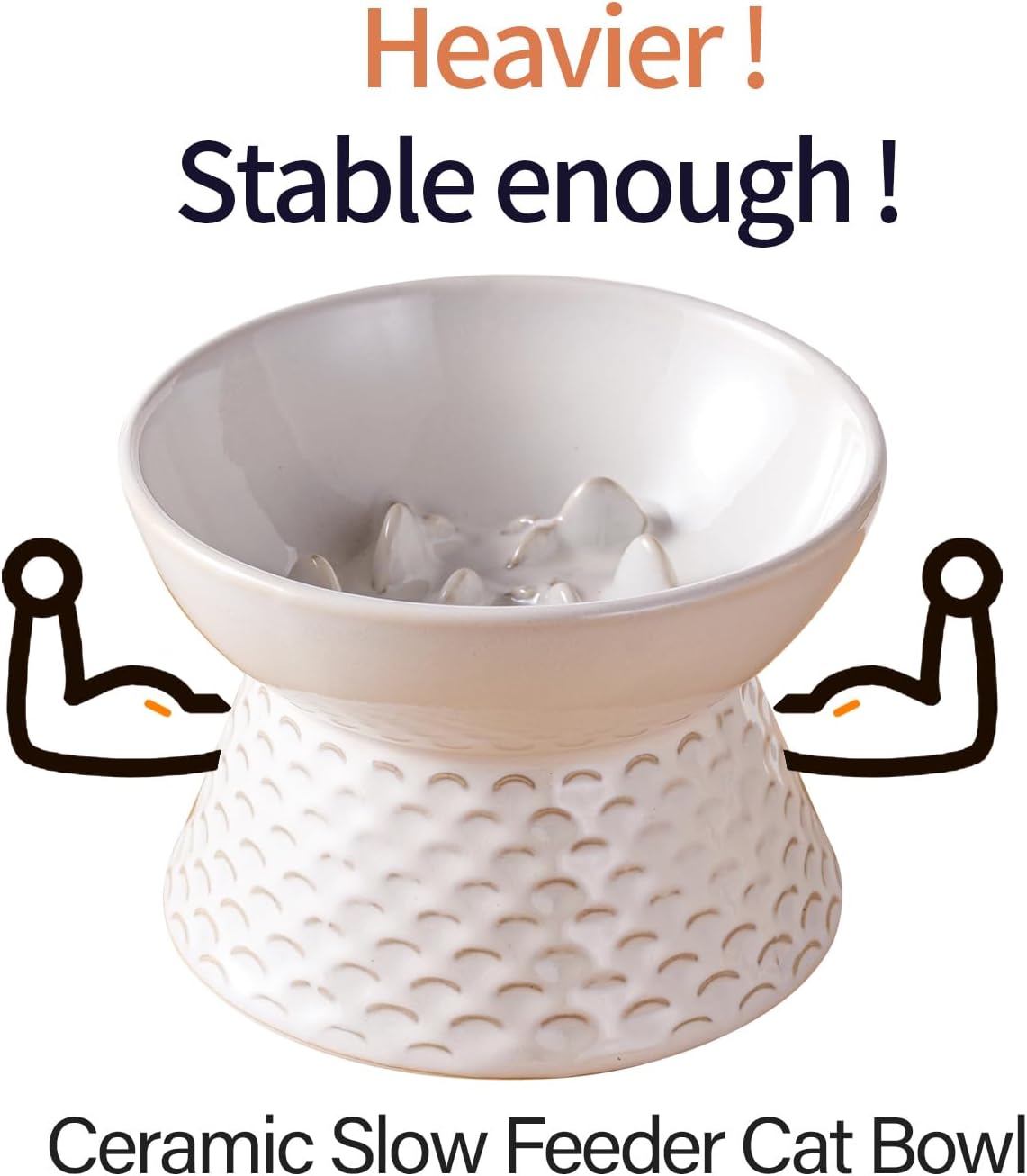 Ceramic Cat Slow Feeder, Elevated Cat Food Bowl ，Samll Dog Bowl