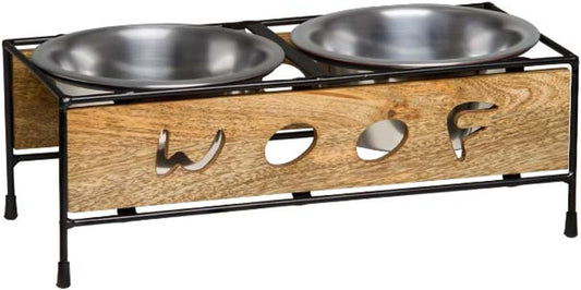 Loving Pets Black Label Woof Cut Raised Diner, Wood, 1 Pint