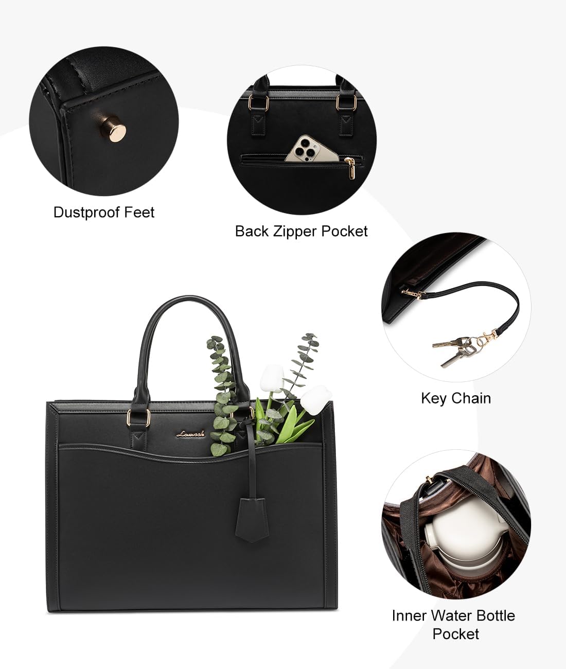LOVEVOOK Laptop Tote Bag for Women, Office Work Bag Briefcase fit for 15.6 inch Laptop, Large Capacity Teacher Bag Handbag