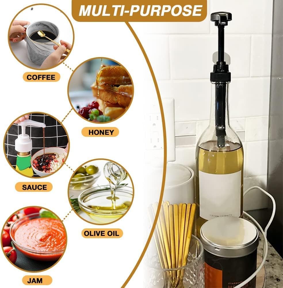 10 Pcs Gold Coffee Syrup Pump, Compatible with 25.4 Oz/750ml Bottles, Syrup Dispenser Pumps Great for Home & Coffee Bar Drinking Mixes, Tea, Beverage, Cocktails