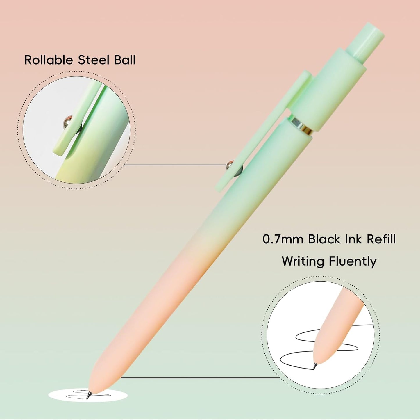 Gel Pens, 5 Pcs Medium Point Smooth Writing Pens Cute Pens for Women, High-End Series 0.7mm Black Ink Pens for Journaling Note Taking, School Office Supplies (5 Pcs Gradient Morandi)