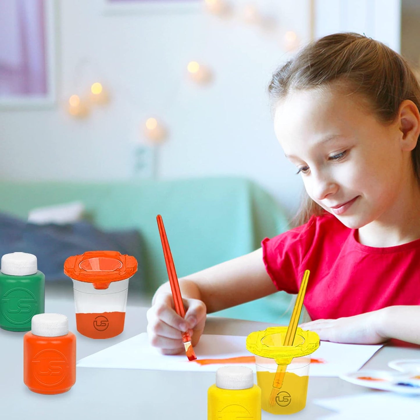 The Mega Deals Kids Painting Set – Washable Non-Toxic Finger Paints (10 Colors of 2 oz) with 10 Paint Cups & 10 Brushes Mess-Free Toddler Art Supplies Painting Kit for Kids Gift Bundle
