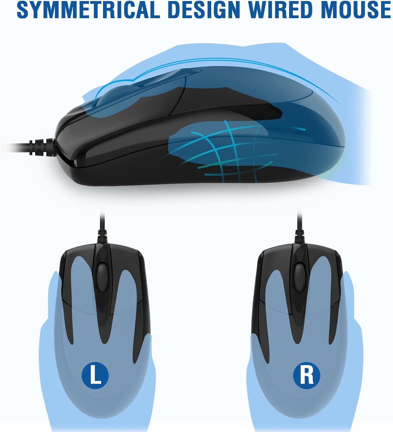 Wired Keyboard and Mouse Combo, EDJO Full-Sized Ergonomic Computer Keyboard with Palm Rest and Optical Wired Mouse for Windows, Mac OS Desktop/Laptop/PC