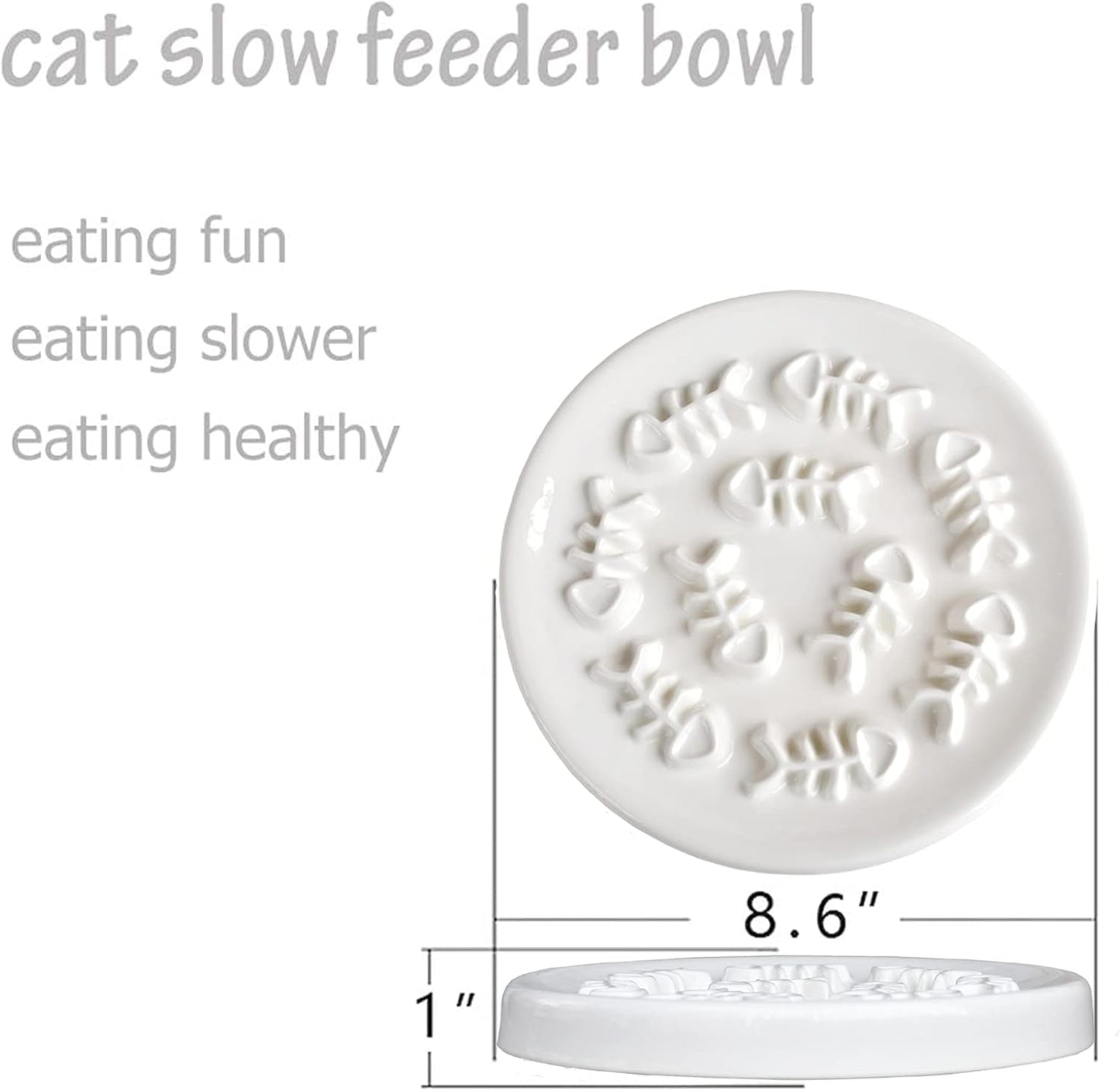 Lorde Slow Feeder Cat Bowls, Ceramic Fun Slow Feed Interactive Bloat Stop Puzzle Cat Bowl Healthy Eating Diet Pet Dog Slow Feeding Bowls… (Fish Bone)
