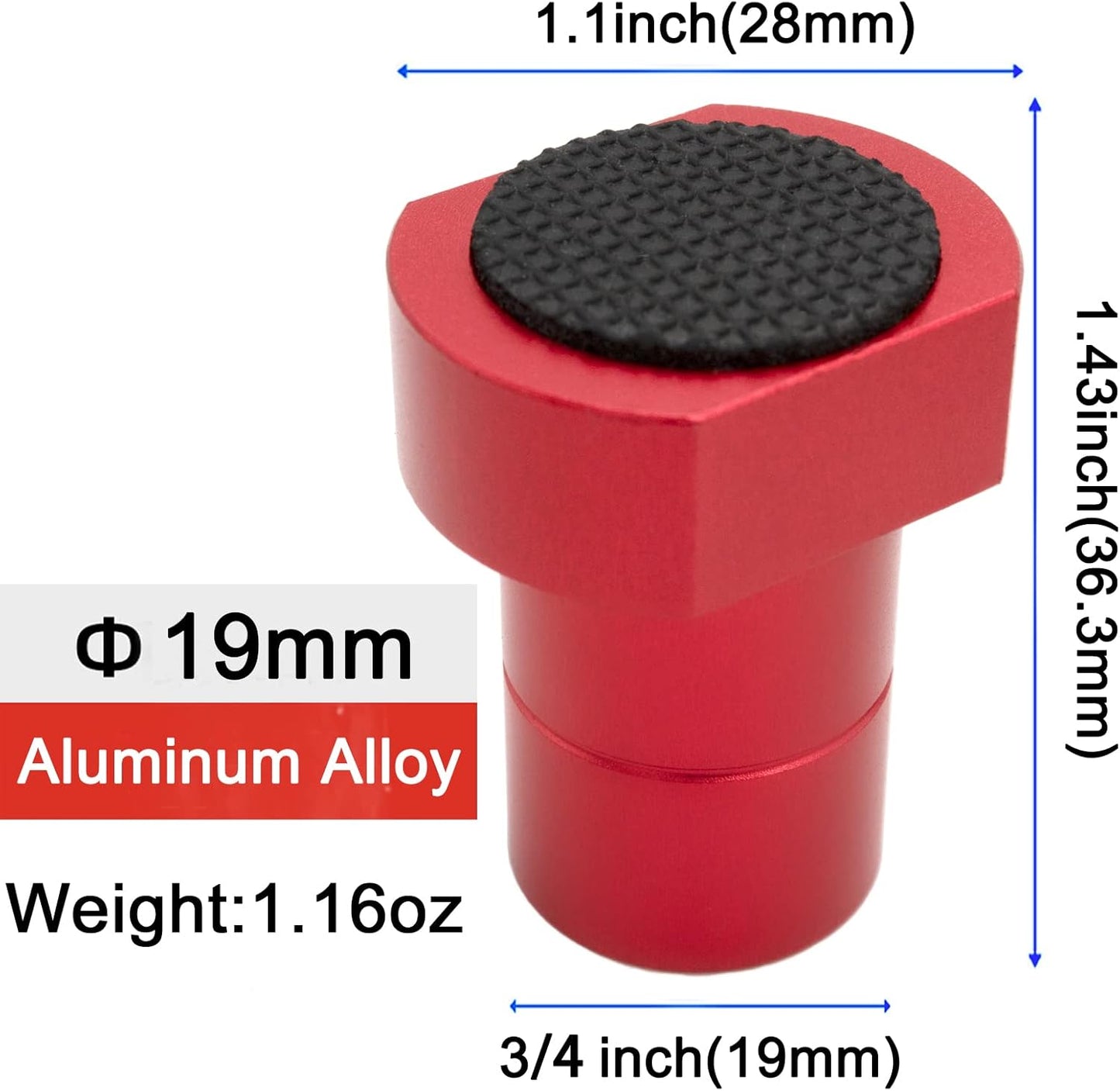 6-Pack Aluminum Alloy Bench Dogs with Non-Slip Pads - 3/4-Inch (19mm) Workbench Dog Hole Accessories for Woodworking and MFT Stops