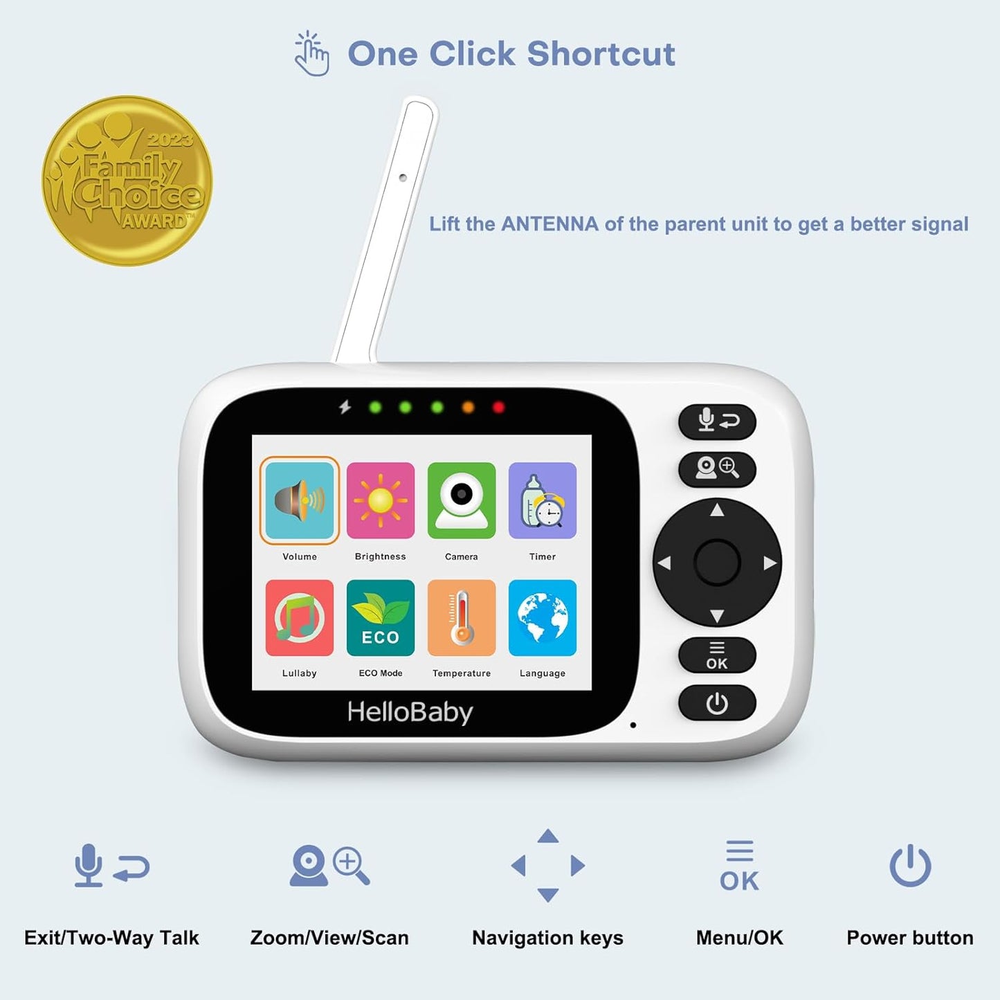 HelloBaby Monitor No WiFi Video Baby Monitor with Camera and Audio - 3.2” Screen, 2-Way Talk, Pan-Tilt Camera with Night Vision,ECO/VOX,1000ft, Temperature | Portable for Travel, Parents, Pet, Elderly