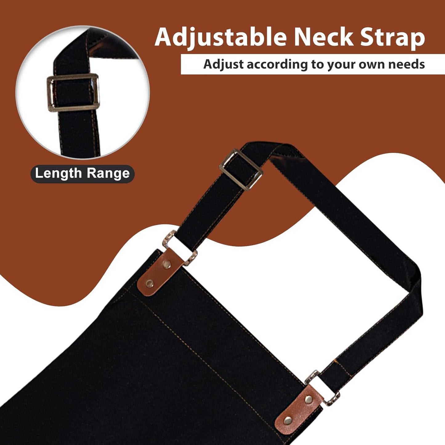 Apron for Men Women, Chef Apron with Adjustable Neck Strap, Heavy Duty Apron with Pockets, for Cooking, Gardening
