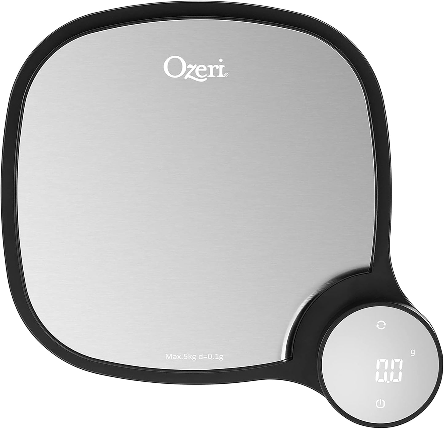 Ozeri Stainless Steel Kitchen Scale, 0.1 g (0.01 oz) Weighing Technology, Black