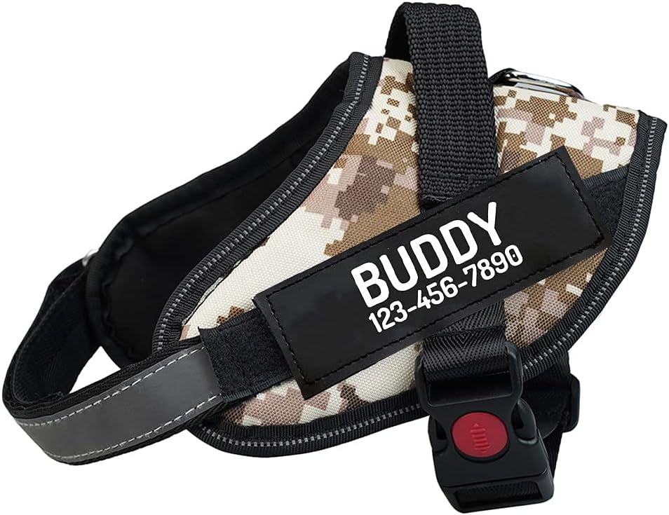 Custom Dog Harness, Personalized No Pull Pet Vest with Name and Phone Number Tag for Small Medium and Large Breed(Camouflage White,XS)