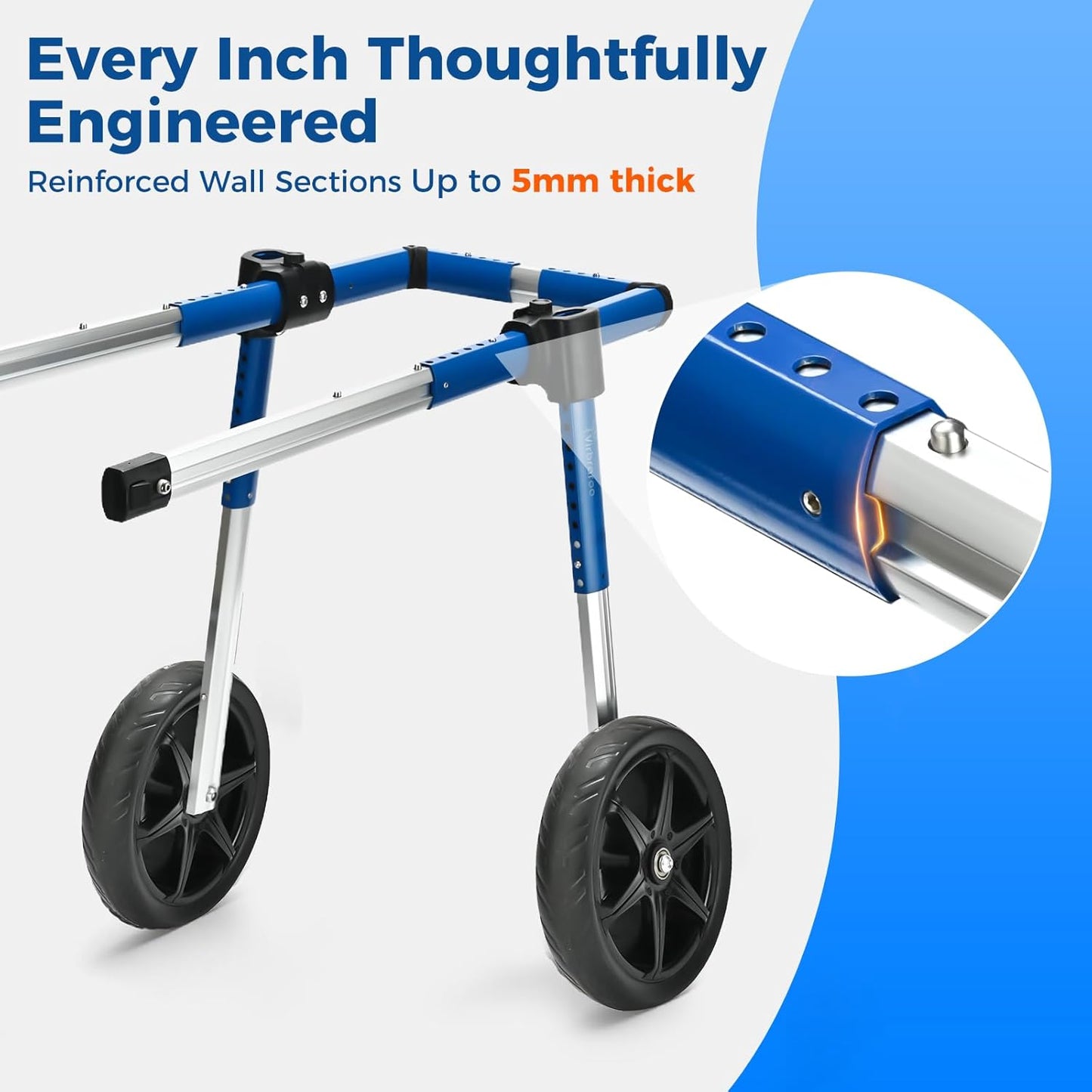 Dog Wheelchair for Back Legs – Adjustable Dog Wheelchair, Aluminum Frame with Padded Harness, All-Terrain Wheels for Medium Dogs, Corgi Dachshund Mobility Support Cart for Back Legs