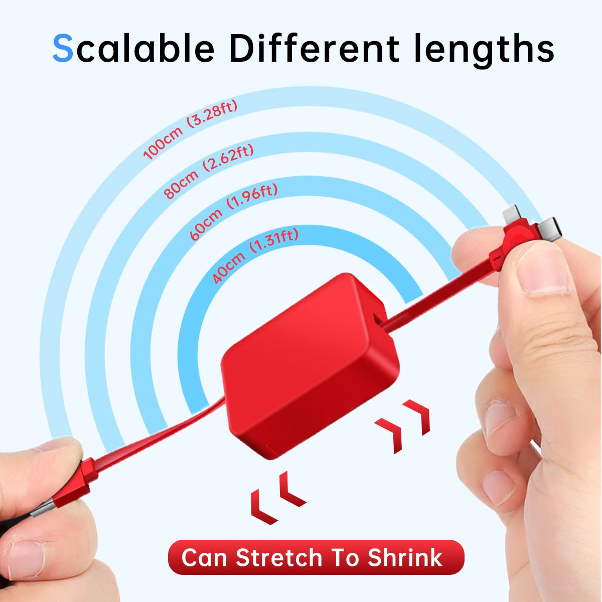 2 Pcs 3 in 1 Retractable Multi Fast Chargers Cable(1M) with USB C/Micro USB/L and Phone Stand, Compatible with iPhone 17/16/15/14/13/12/11/10/9/8/Android/Tablet