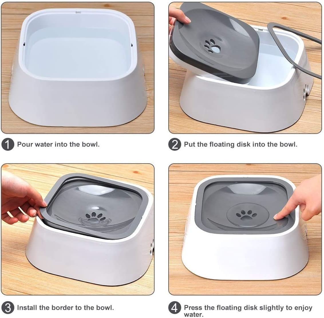 1.5L SlowDown Water Feeder Fountain No Spill Automatic Water Food Bowl for Dog Cat Puppy Animal Feeding Pet Water Dispenser (Color : Blue) (Grey)