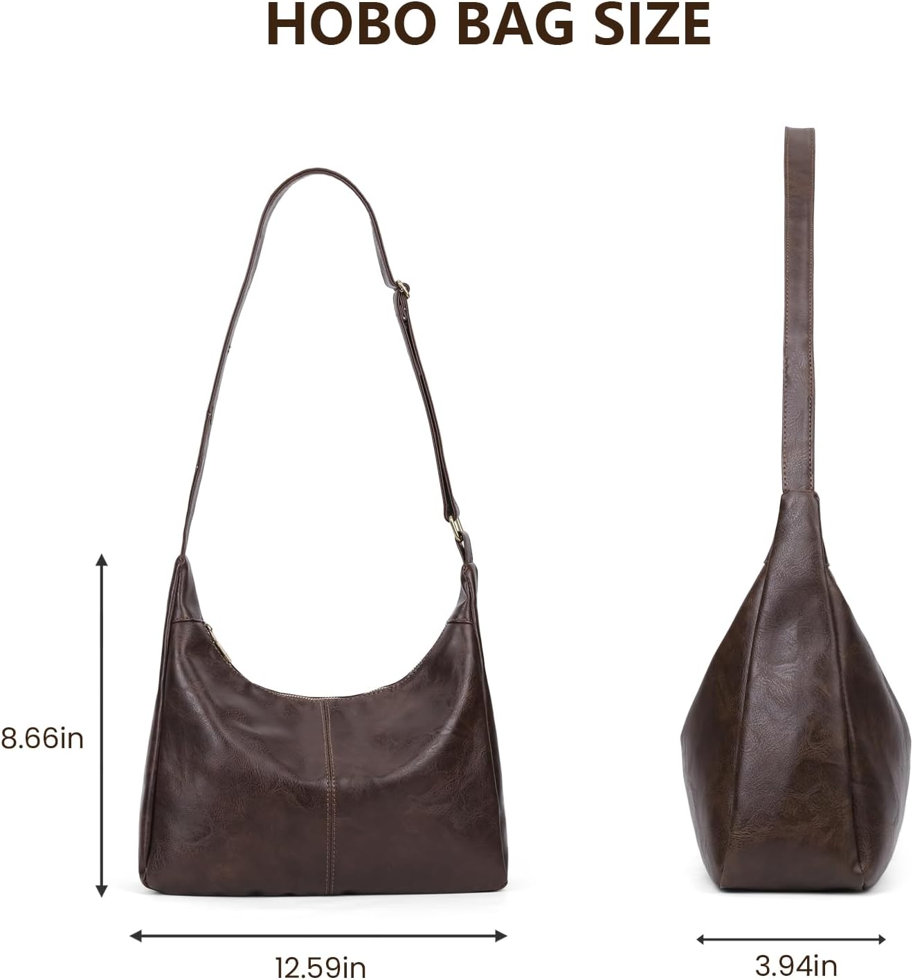 Slouchy Hobo Bags for Women Shoulder Handbag Leather Brown Purse Crossbody Handbag Daily Slouchy Tote Purses