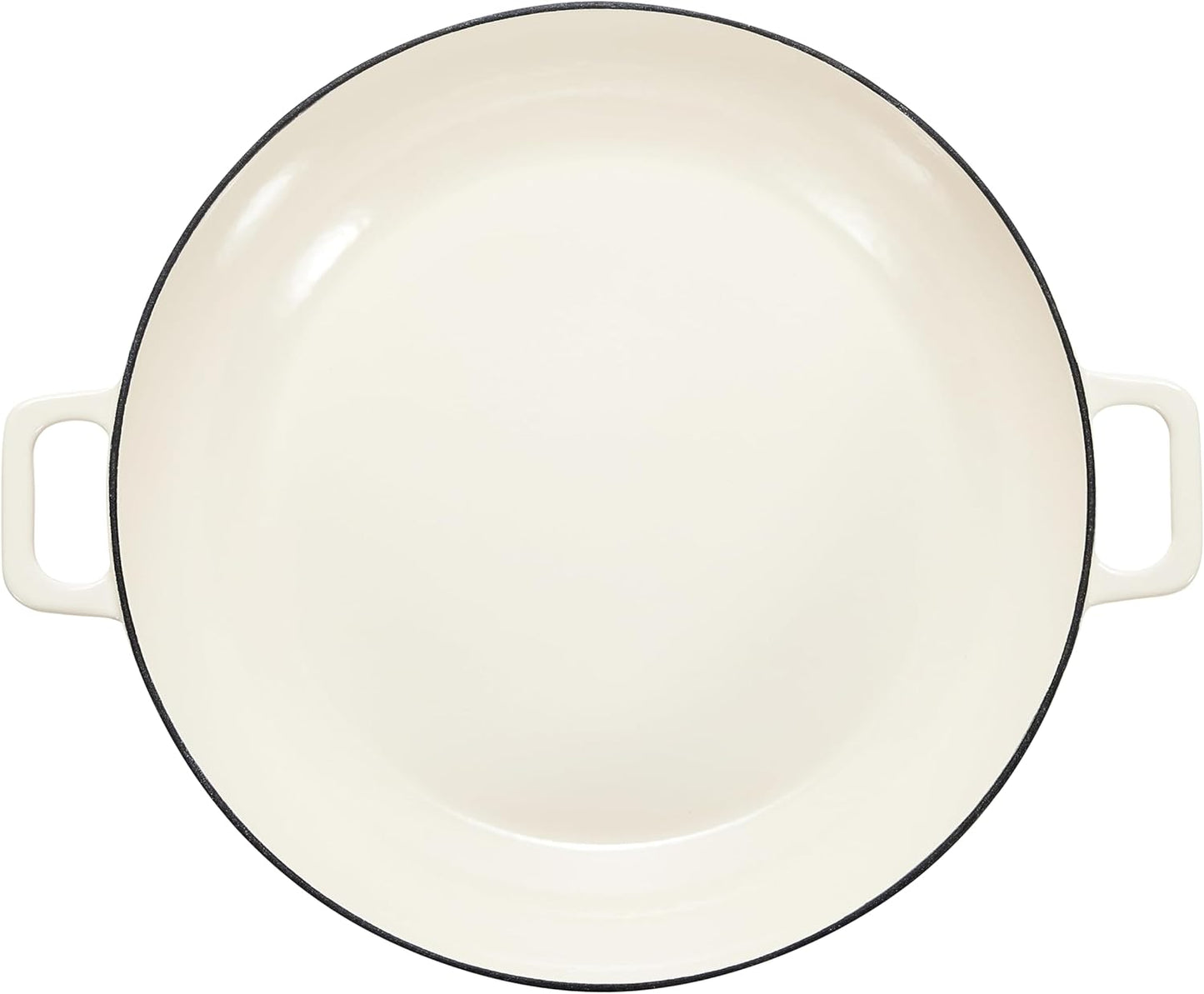Amazon Basics Enameled Cast Iron - Covered Round Casserole Skillet with Lid, Oven Safe - 500°F, Even Heat Distribution, 3.3-Quart, White