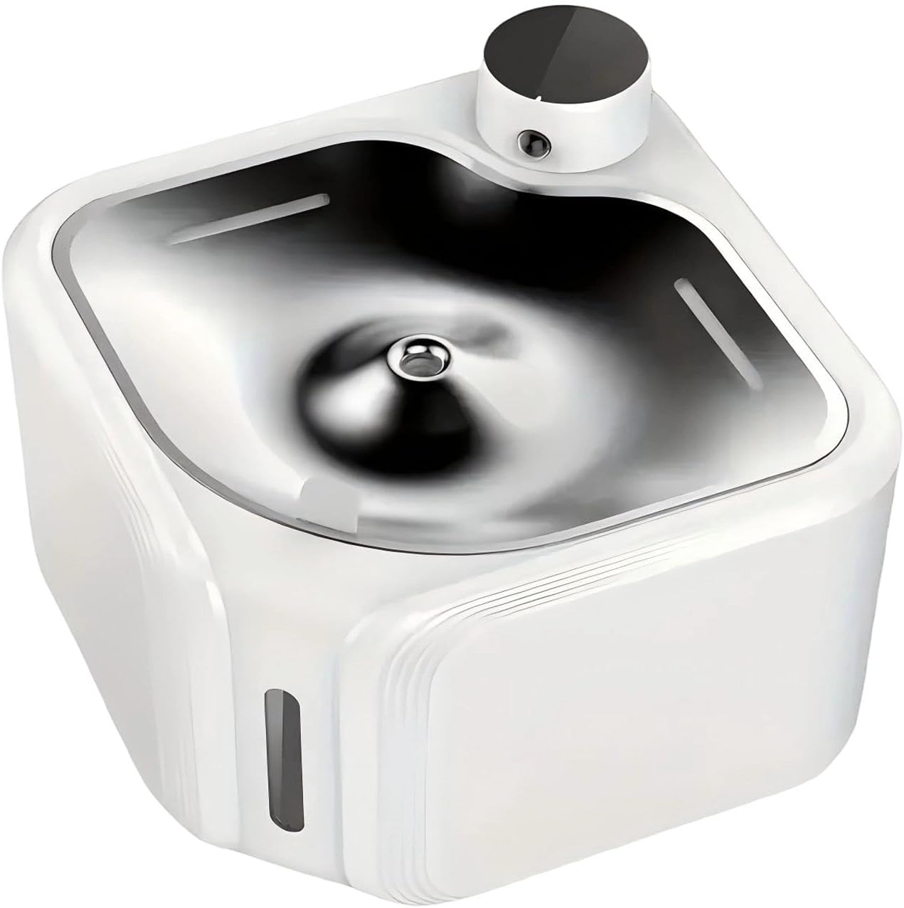 2.8L Automatic Circulating Pet Water Fountain with Stainless Steel Tray and Nonslip Base for Dog Everyday Watering Use Stainless Steel Pet Water Dispenser