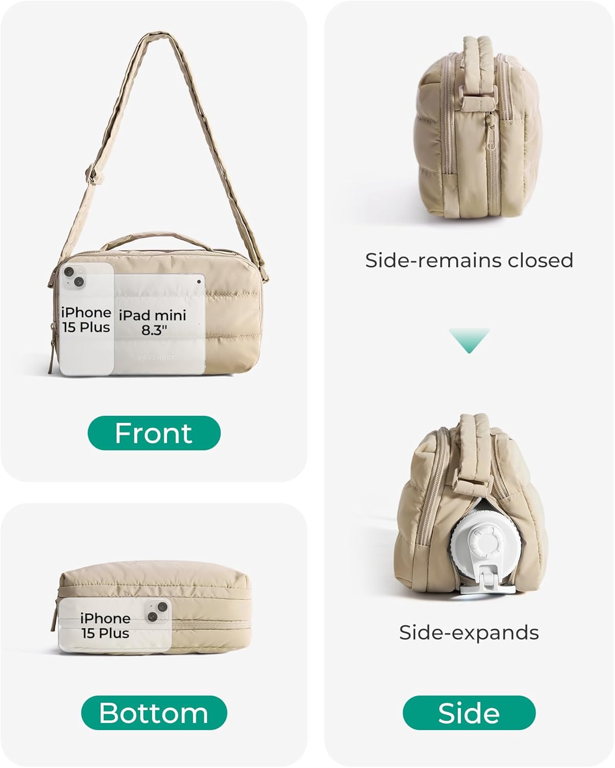 BAGSMART Lightweight Crossbody Bags for Women, Quilted Puffer Shoulder HandBags with Adjustable Strap for Travel