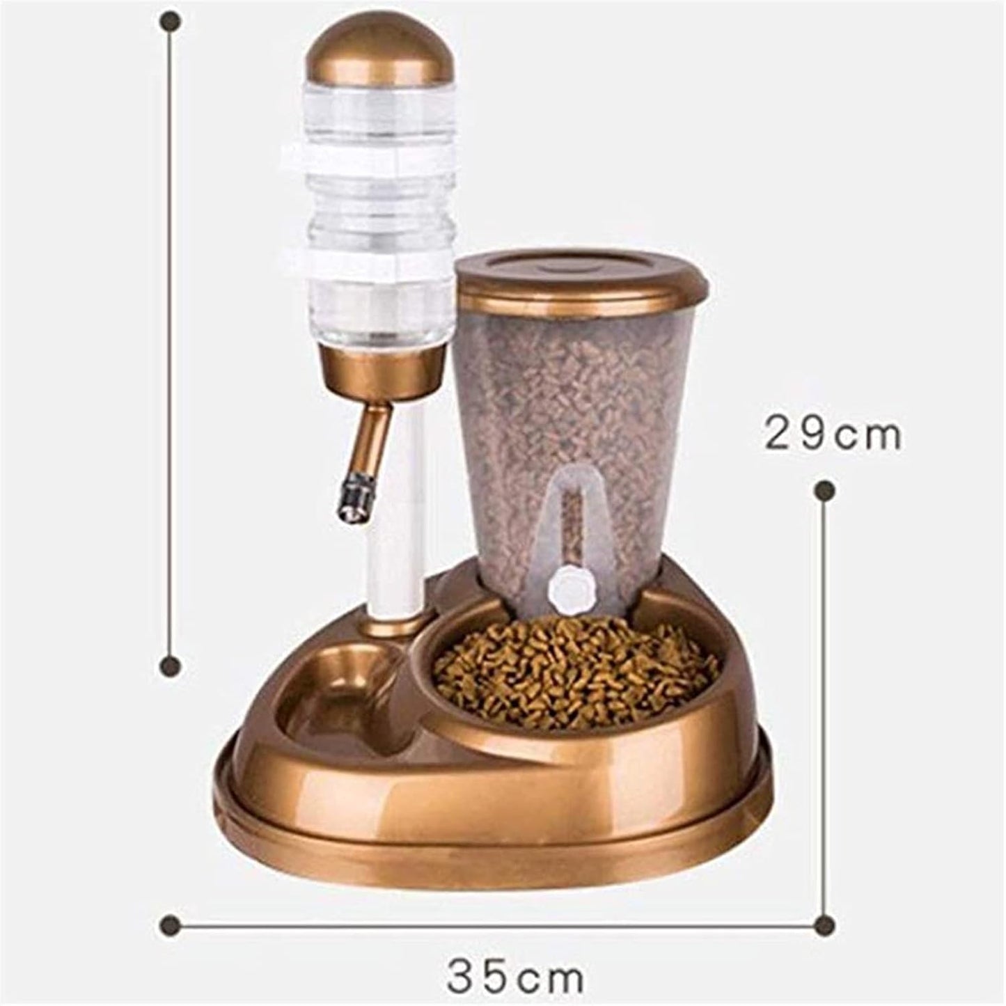 Massage cushion DualUse Pet Cat Dog Automatic Feeder with Water Fountain Large Capacity Food Bucket and Water Bottle Dispenser for Dog Cat (Color : Gold)