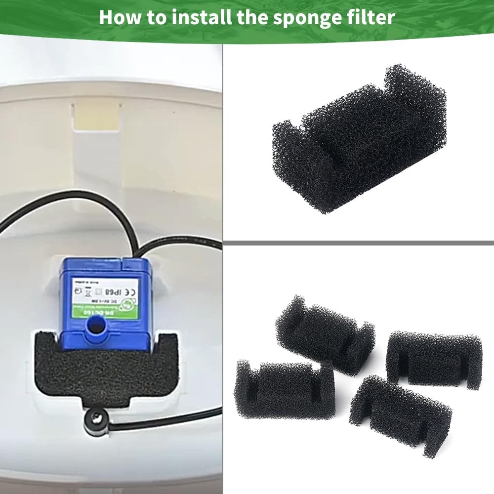 18 Pack Cat Water Fountain Foam Filters Replacement,Sponge Filter for Cat Water Fountain Foam Filter for 85oz/2.5L Automatic Cat Water Fountain (Black, 18 Sponges)