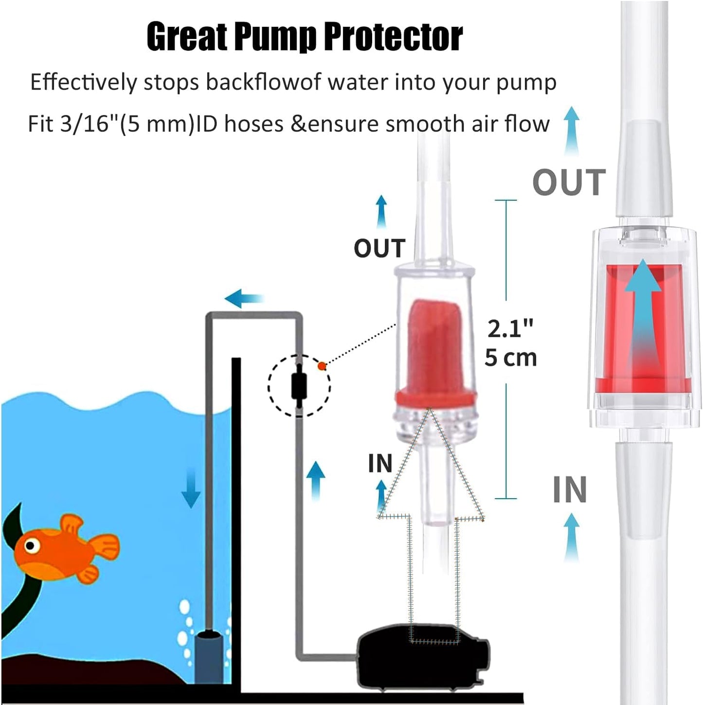 Aquarium Air Pump Accessories - Contains Airline Tubing, Control Valve, Air Stones, Connectors, Check Valves, Suction Cups