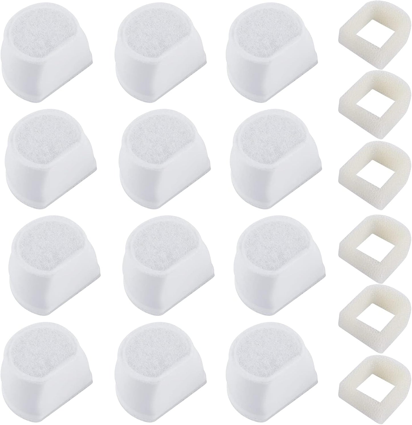 18PCS Carbon Filters and Foam Pre-Filter Replacement Set Compatible with Petsafe Drinkwell Avalon Pagoda Seascape Sedona Water Bowl Fountain Prefilters,Pet Water Fountain Filters,12+6 Pack